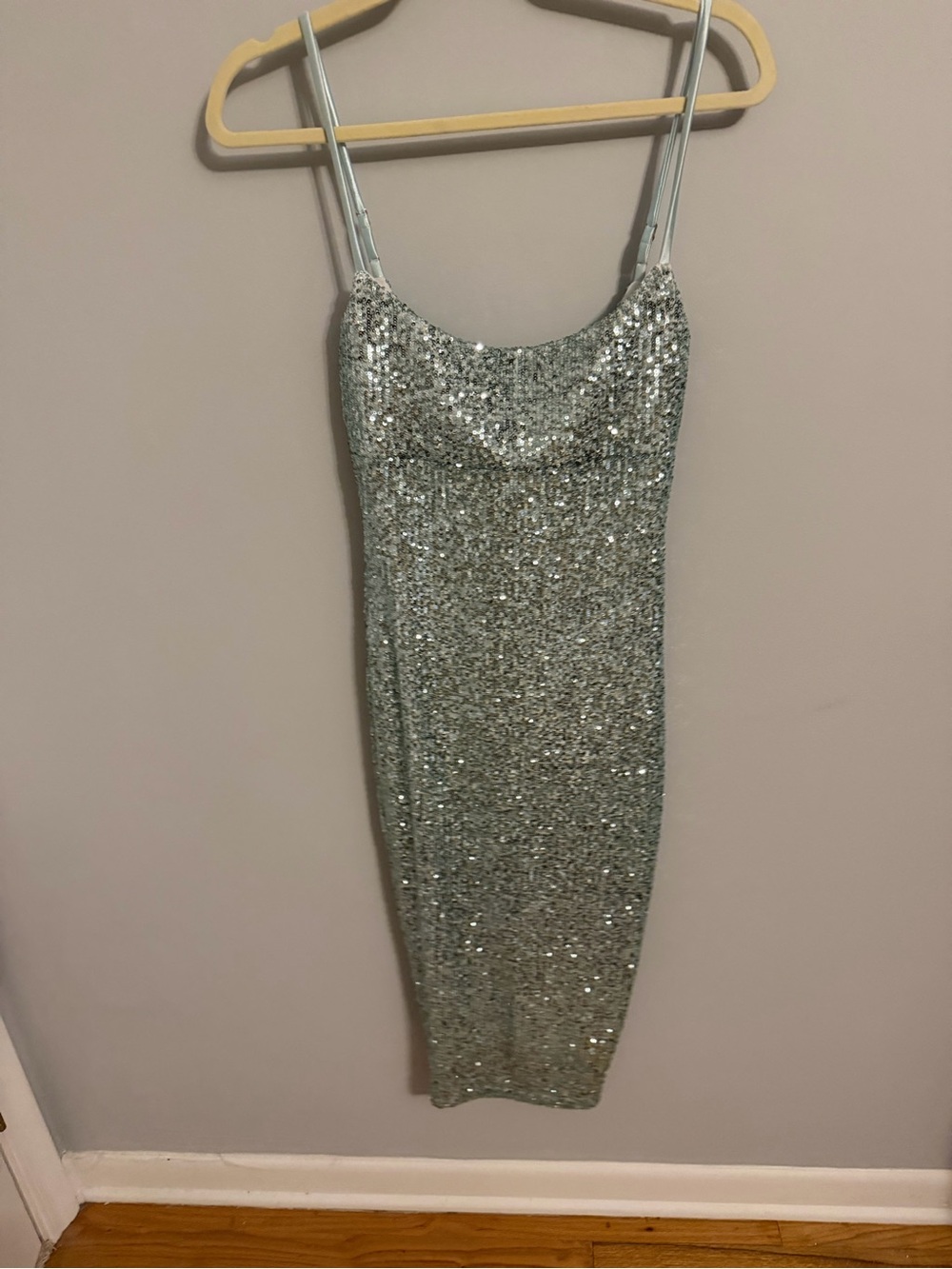 Nookie Silver Sequin Midi Slip Dress